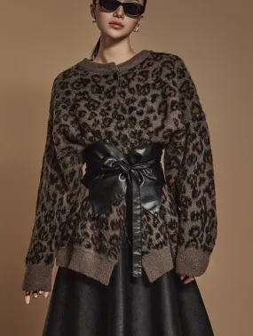 J2428 Leopard Pattern Cardigan