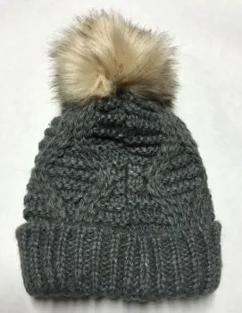 John Norris Cable Knit Fur Bobble Hat