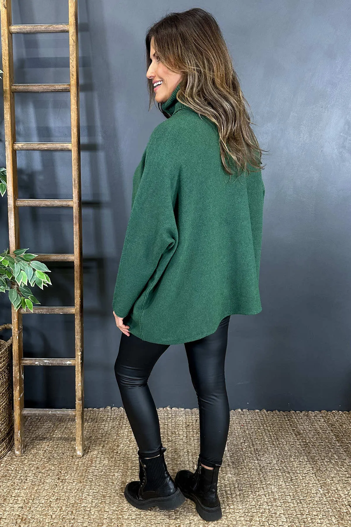 Jude Polo Neck Knitted Jumper Bottle Green