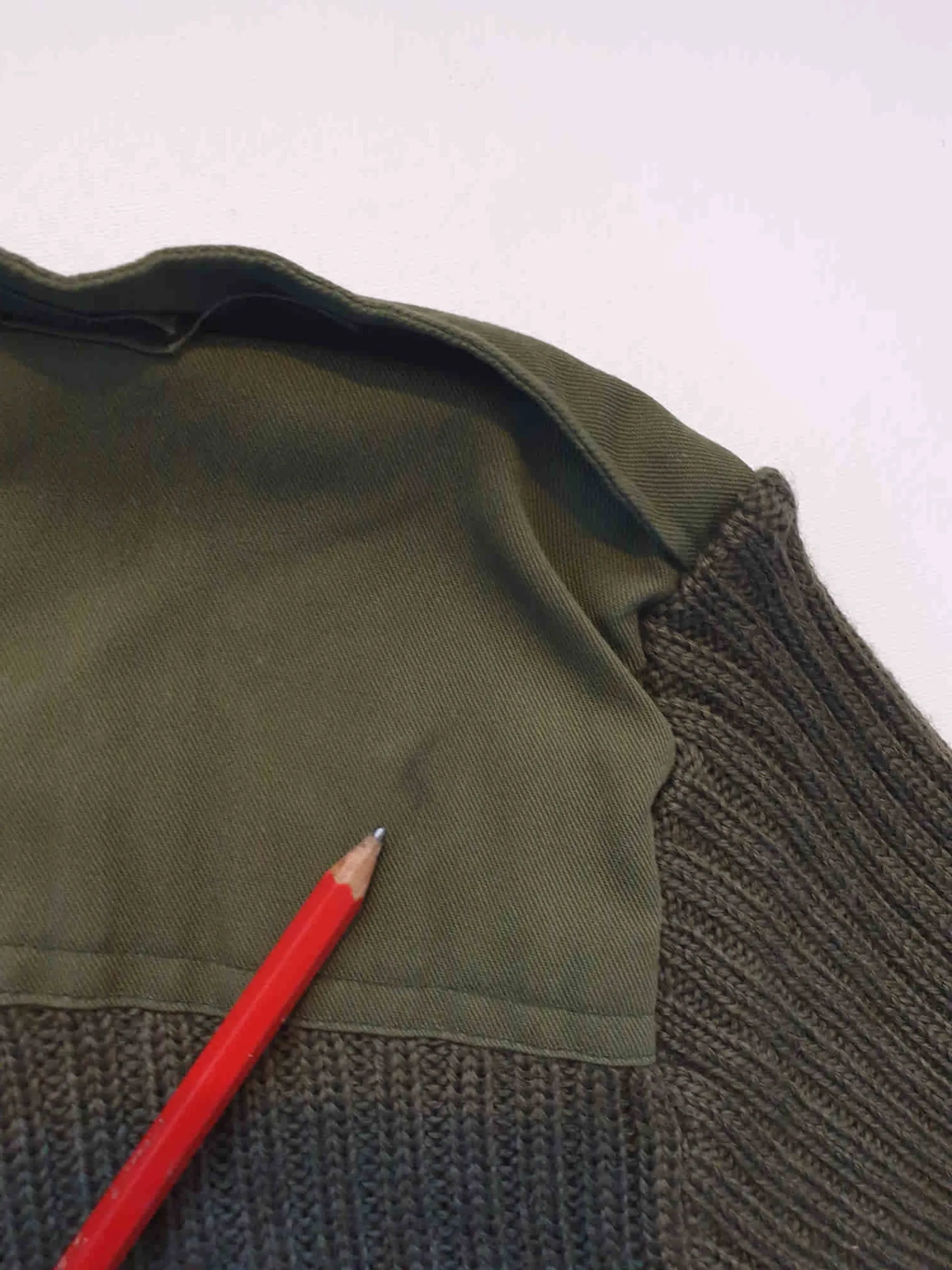 Khaki, Green, Wool Army Jumper With Elbow & Shoulder Patches