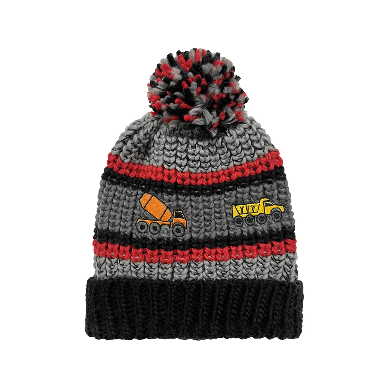 Knit Cuff Hat With Embroidered Trucks - Toddler