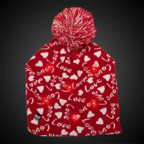 Led Light Up Valentine Love Knit Beanie
