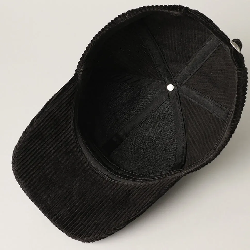 Mama Black Embroidered Corduroy Hat