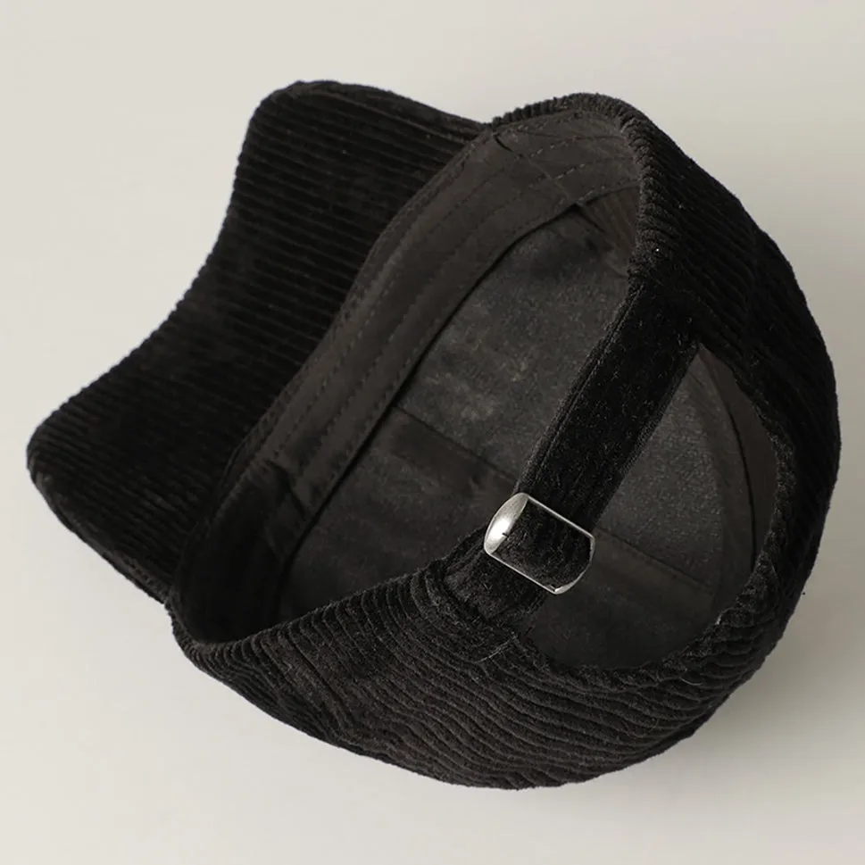 Mama Black Embroidered Corduroy Hat