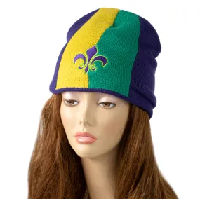 Mardi Gras Fleur de Lis Knit Hat