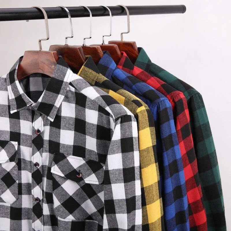 Men Flannel Two Pocket Plaid Shirt | (USA SIZE S M L XL 2XL)