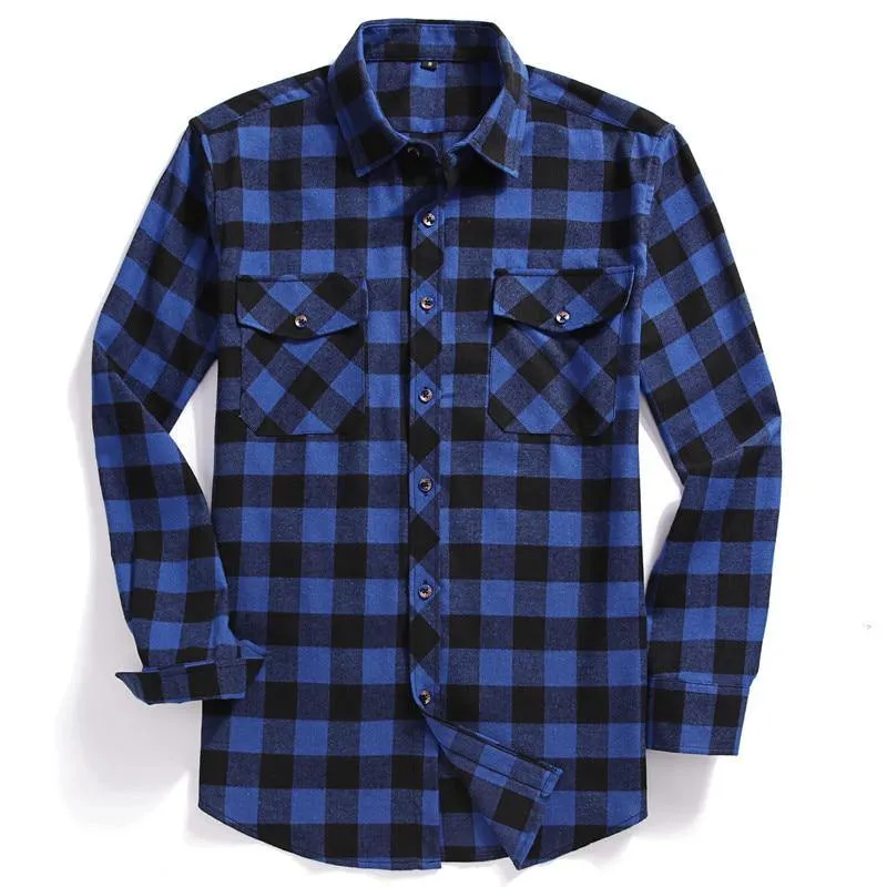 Men Flannel Two Pocket Plaid Shirt | (USA SIZE S M L XL 2XL)