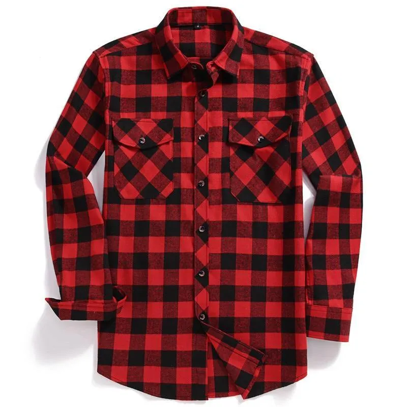Men Flannel Two Pocket Plaid Shirt | (USA SIZE S M L XL 2XL)
