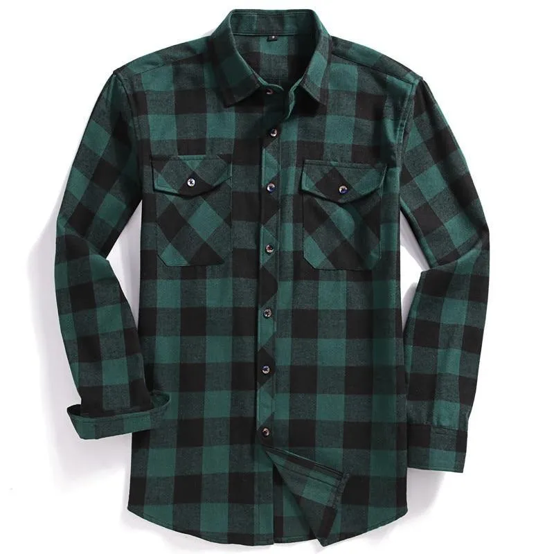 Men Flannel Two Pocket Plaid Shirt | (USA SIZE S M L XL 2XL)