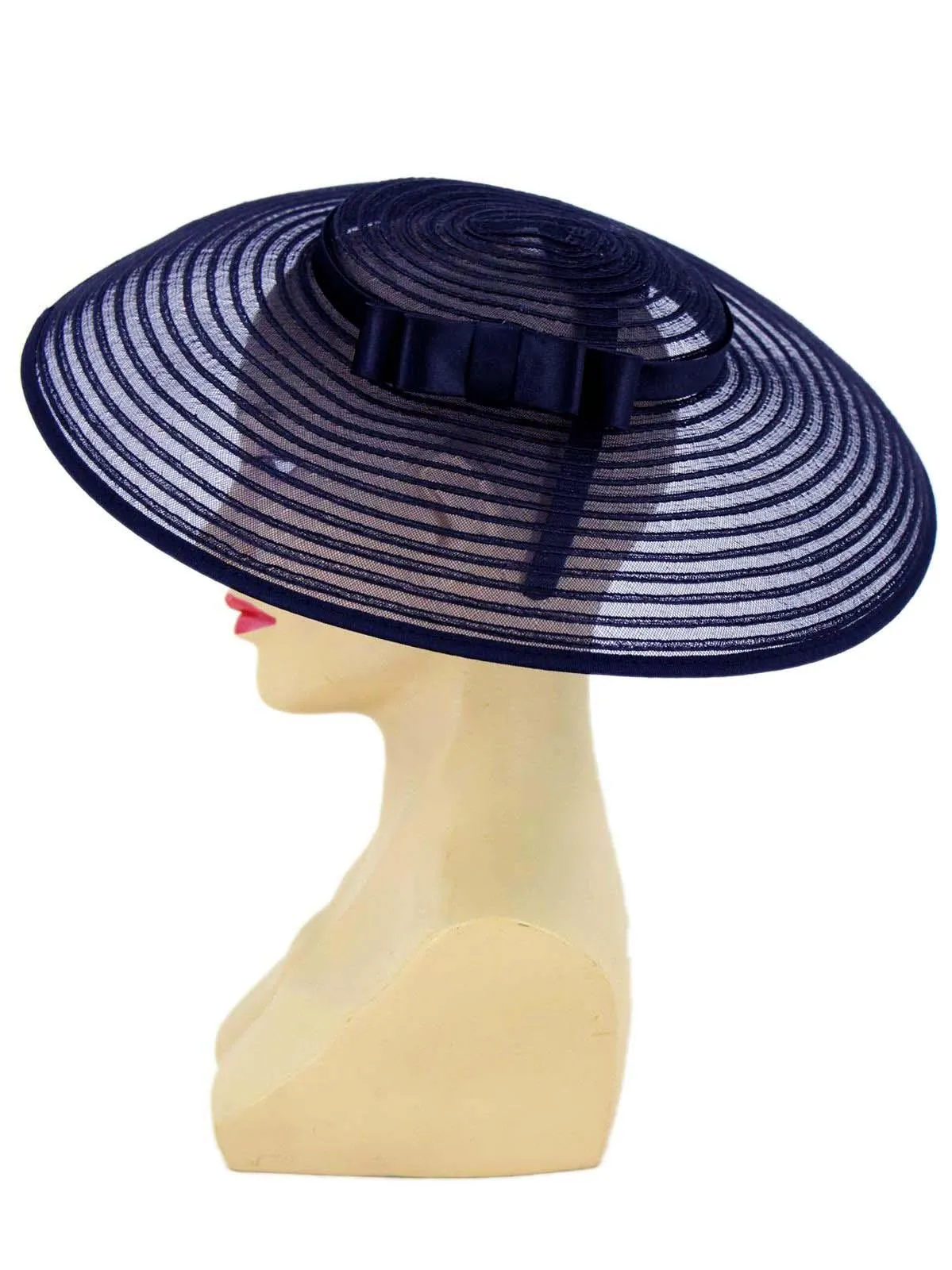 Navy Sheer 1940s Style Tilt Hat