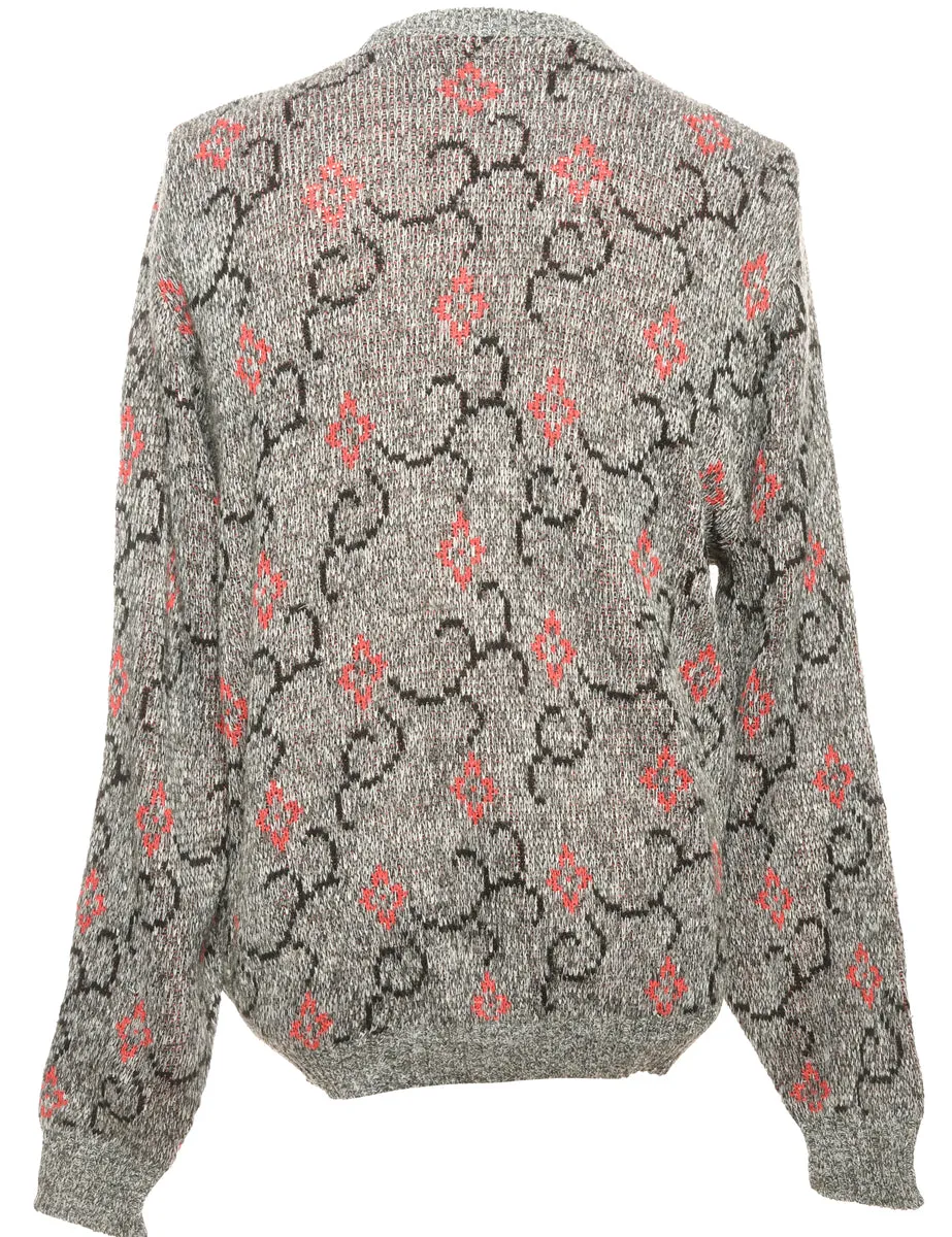 Patterned Grey Jumper - M