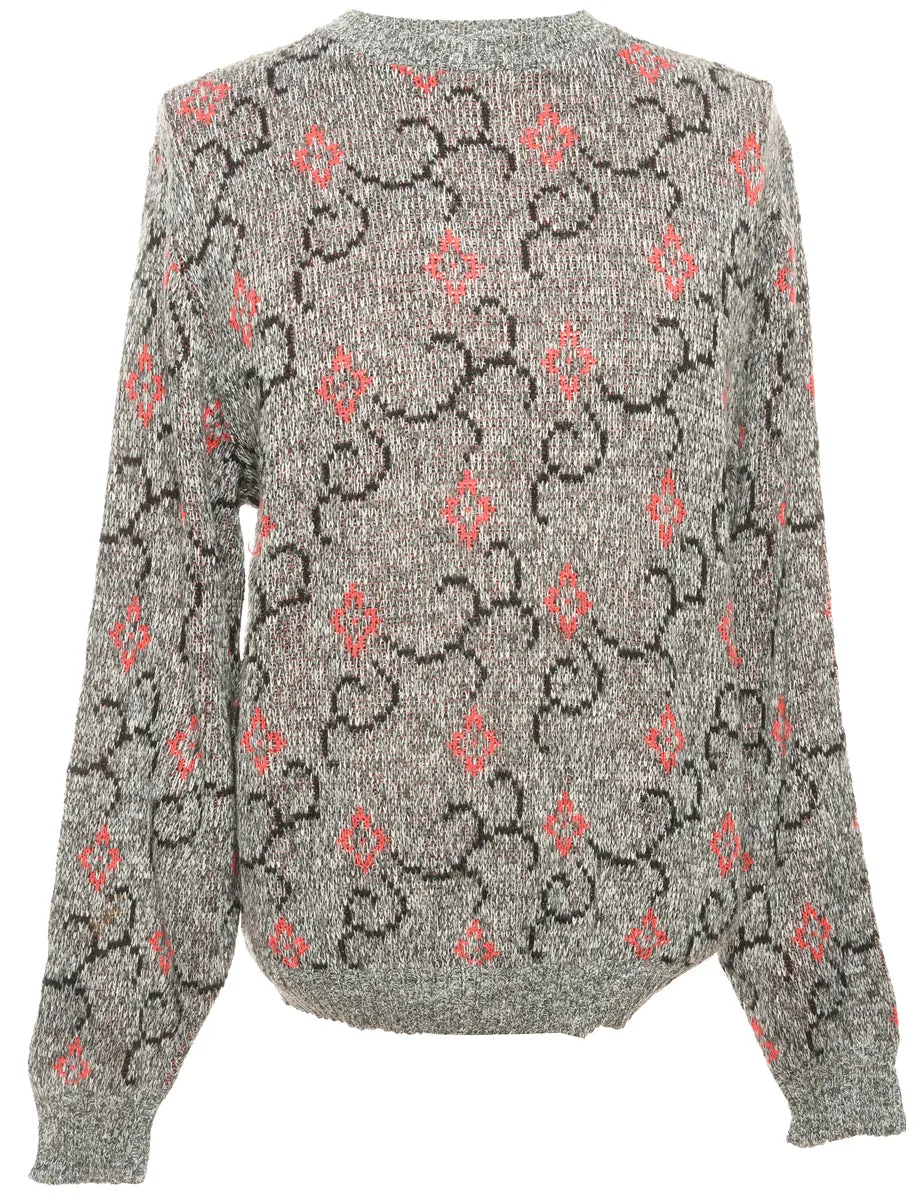 Patterned Grey Jumper - M