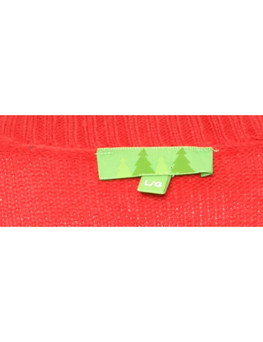 Red  Classic Christmas Jumper - L