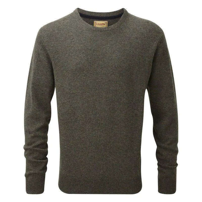 Schoffel Lambswool Crew Neck Mens Jumper - Mole
