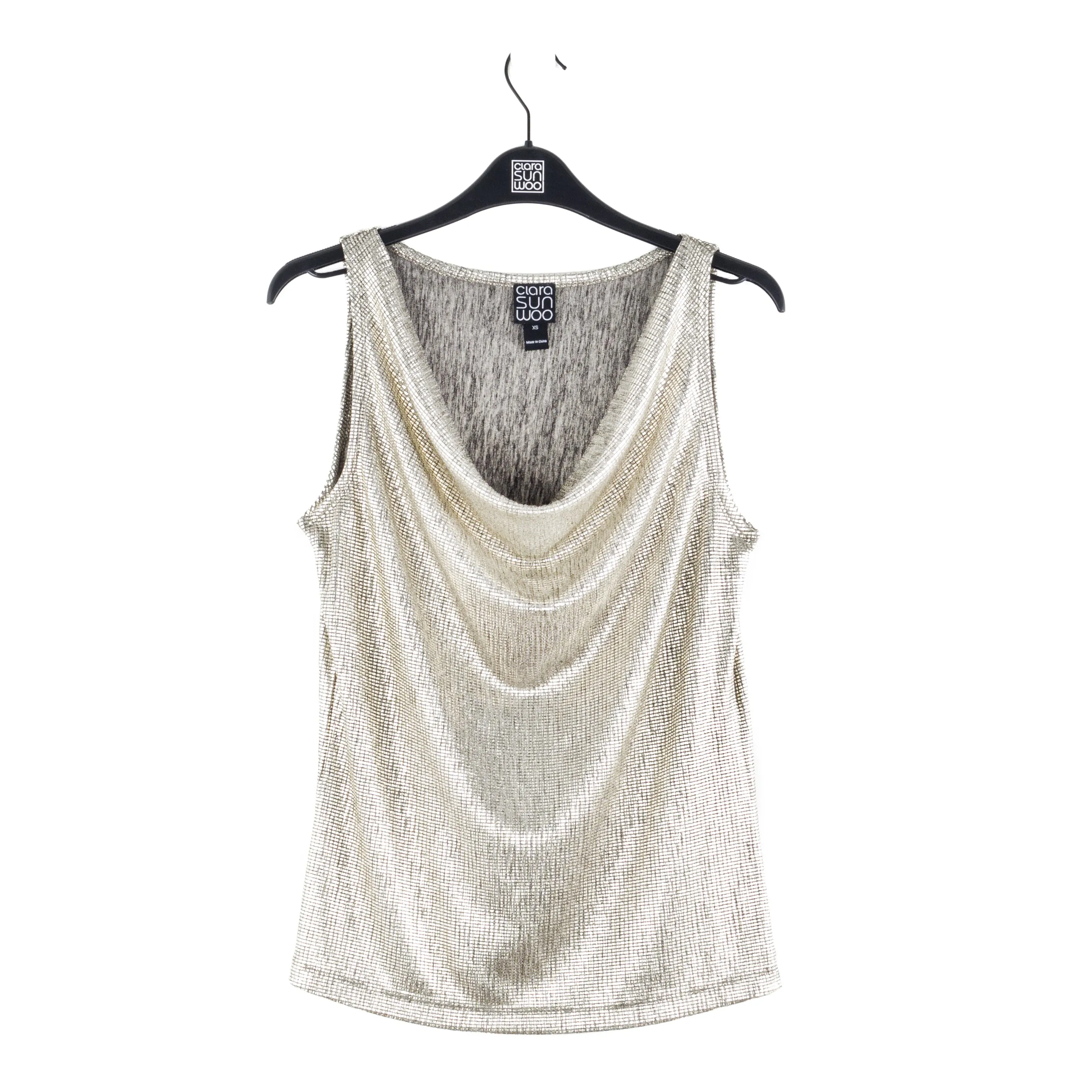 Shimmer Foil Lamé - Cowl Neck Draped Tank - Champagne - Limited Edition!