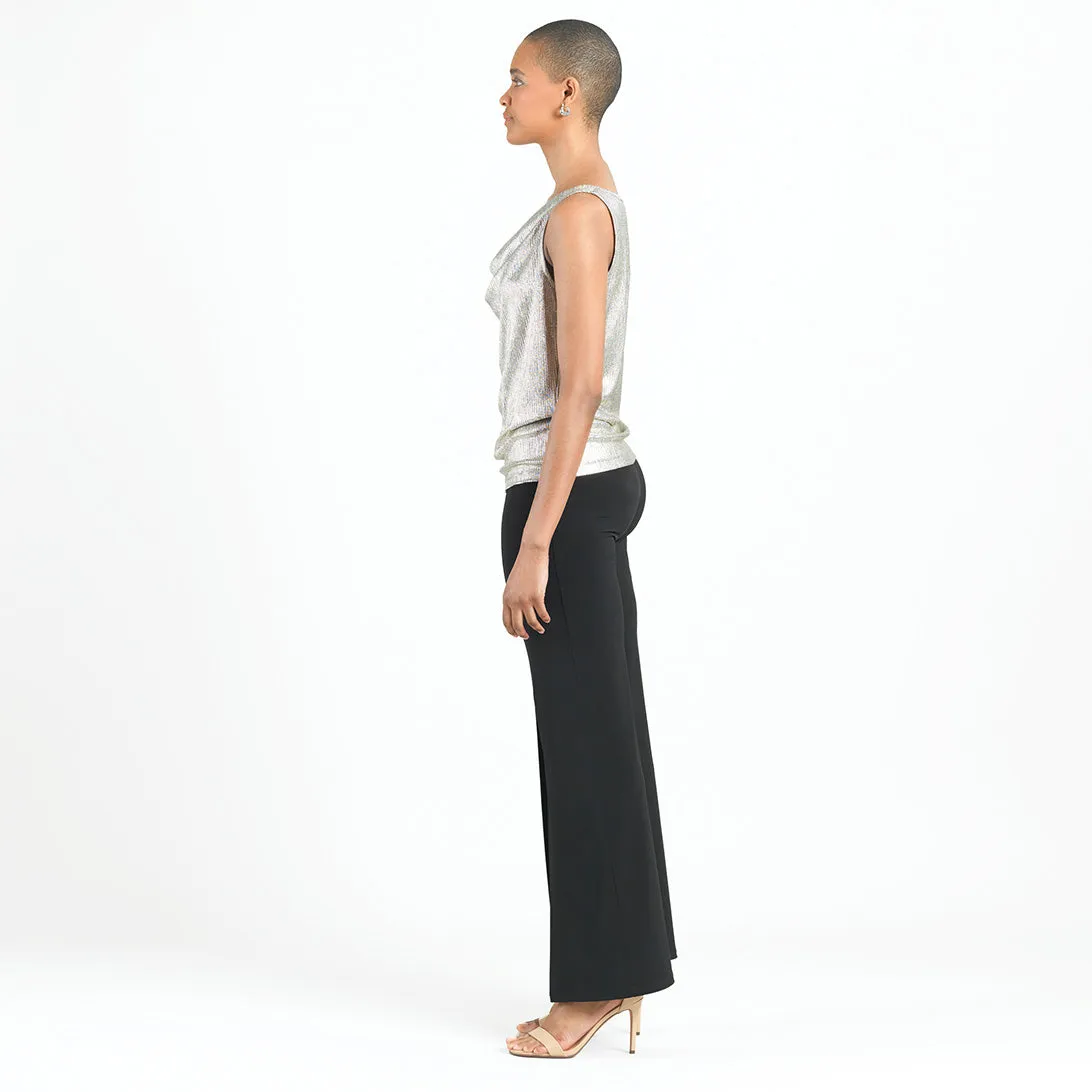 Shimmer Foil Lamé - Cowl Neck Draped Tank - Champagne - Limited Edition!