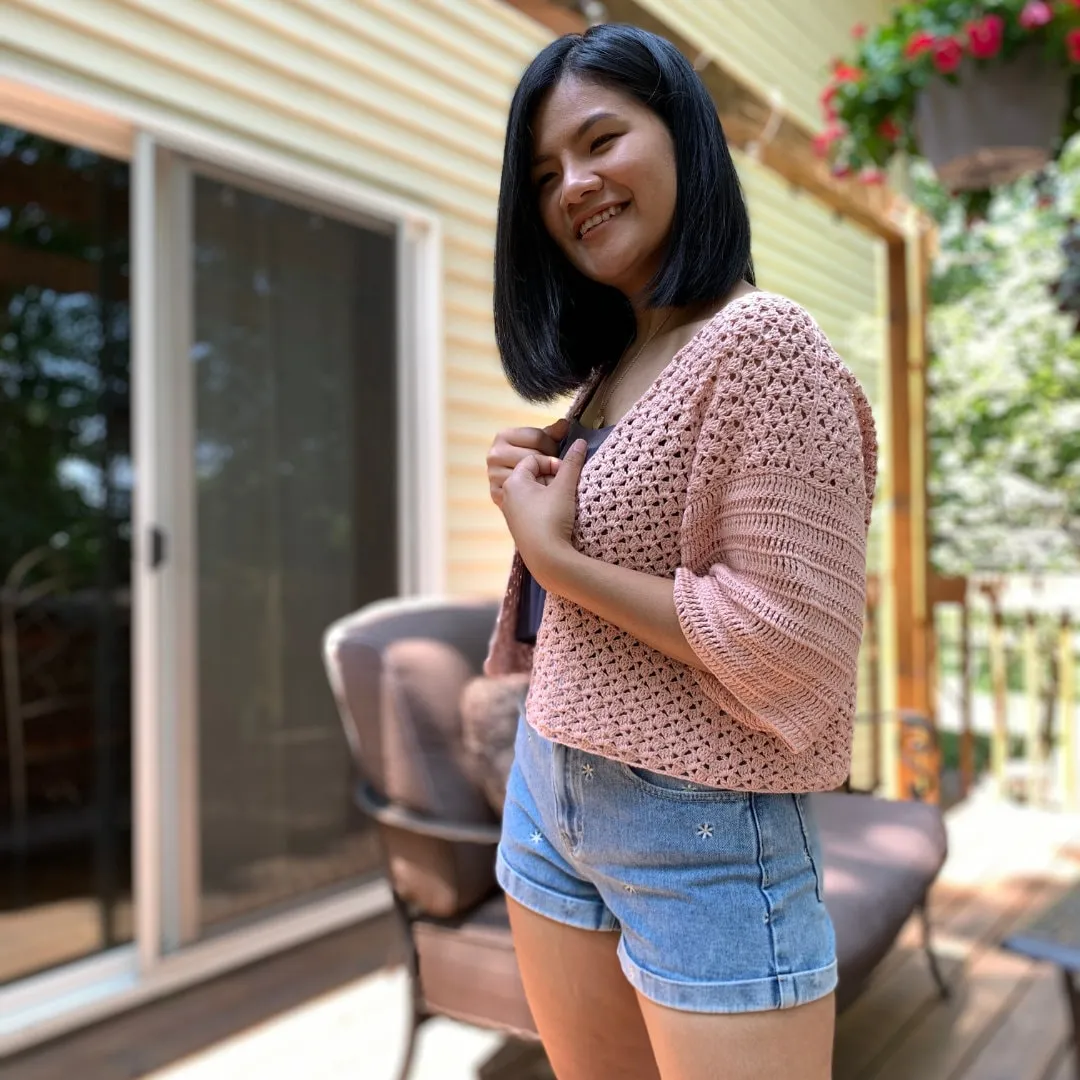 Short Sleeve Crochet Cardigan PDF Pattern & Video Tutorial/ Crochet Summer Cardigan Pattern Includes Women Sizes XS-XXL