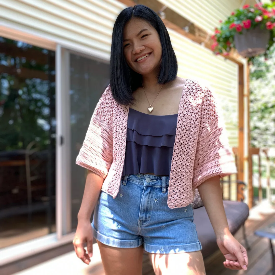 Short Sleeve Crochet Cardigan PDF Pattern & Video Tutorial/ Crochet Summer Cardigan Pattern Includes Women Sizes XS-XXL