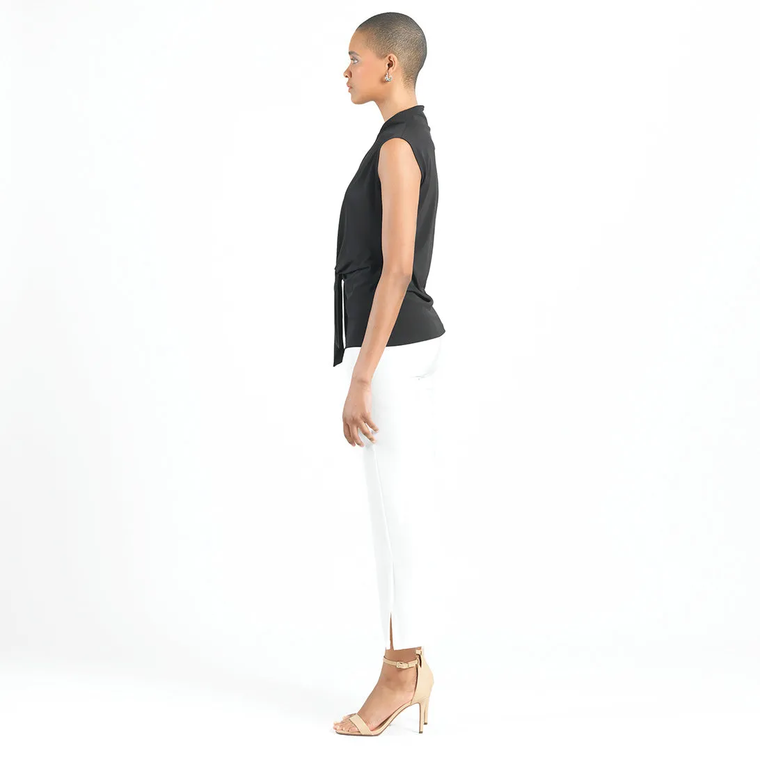 Sleeveless Center Front Tie Top - Black - Limited Sizes - XS, MED, 1X