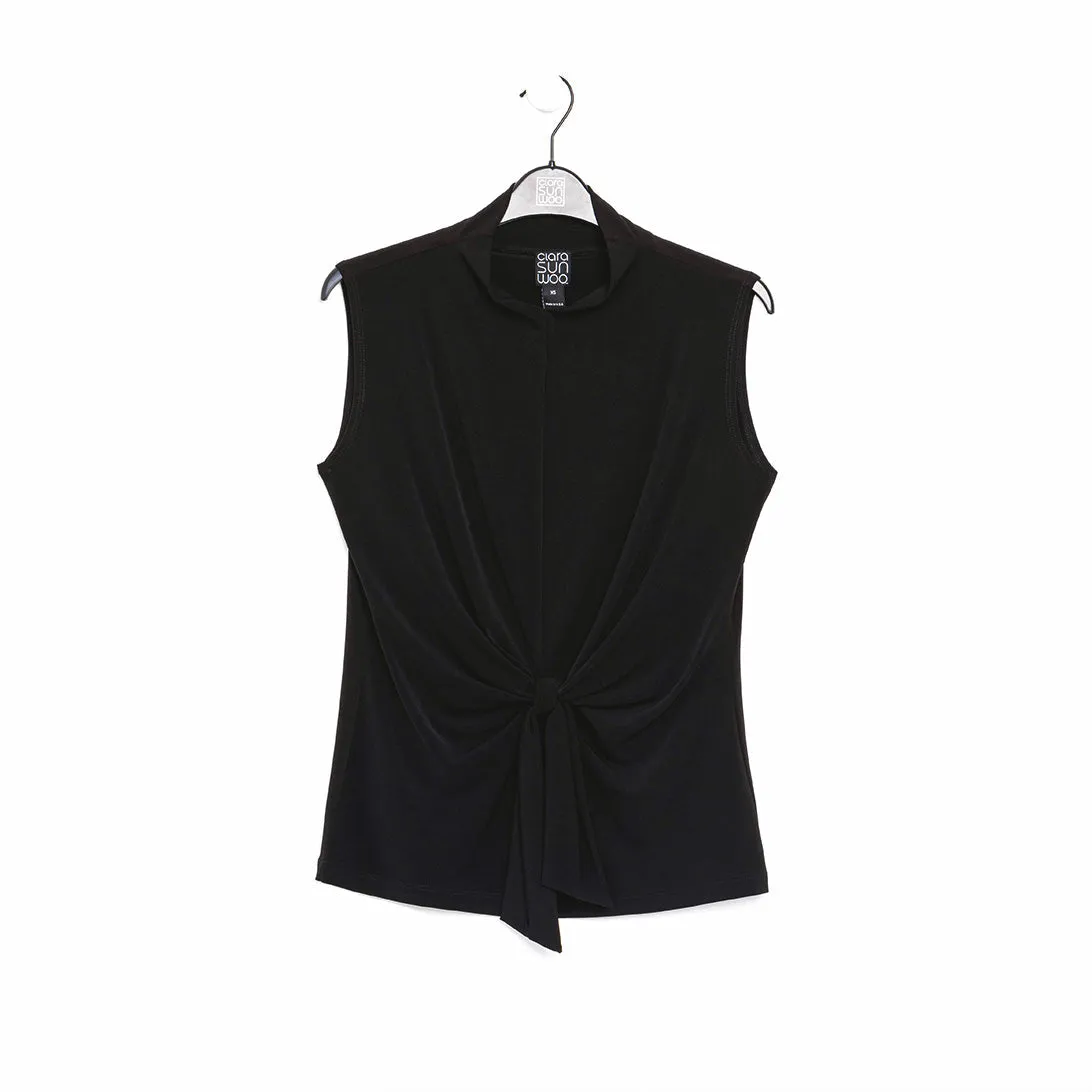 Sleeveless Center Front Tie Top - Black - Limited Sizes - XS, MED, 1X