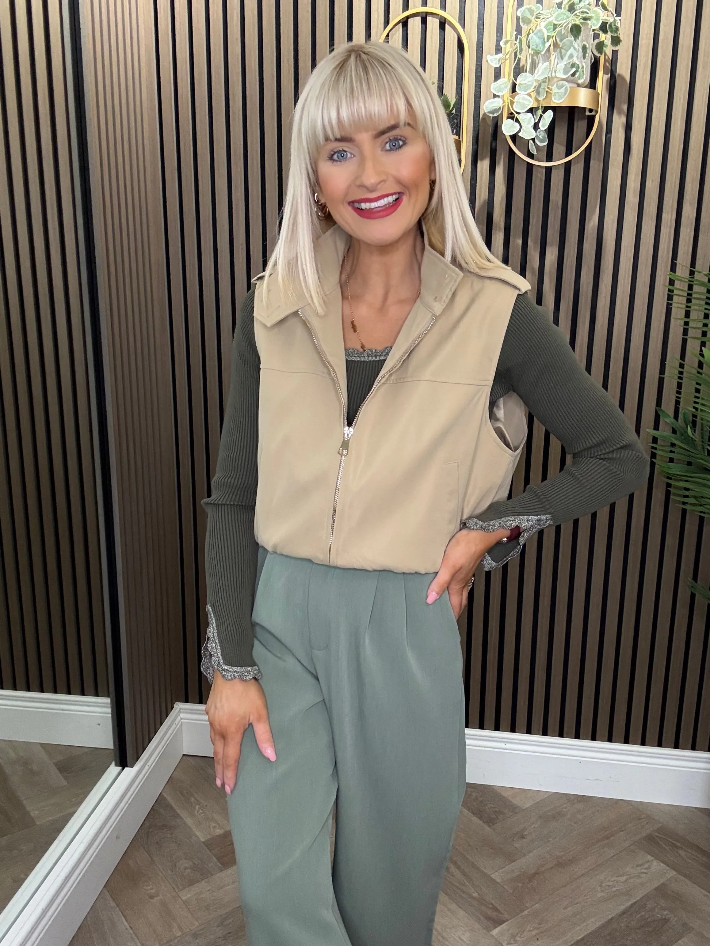 Sophie Sleeveless Jacket Beige