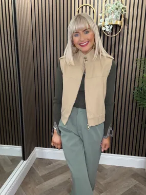 Sophie Sleeveless Jacket Beige