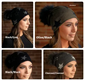 Stardaze Cashmere Kids and Adults Fur Pom Hats
