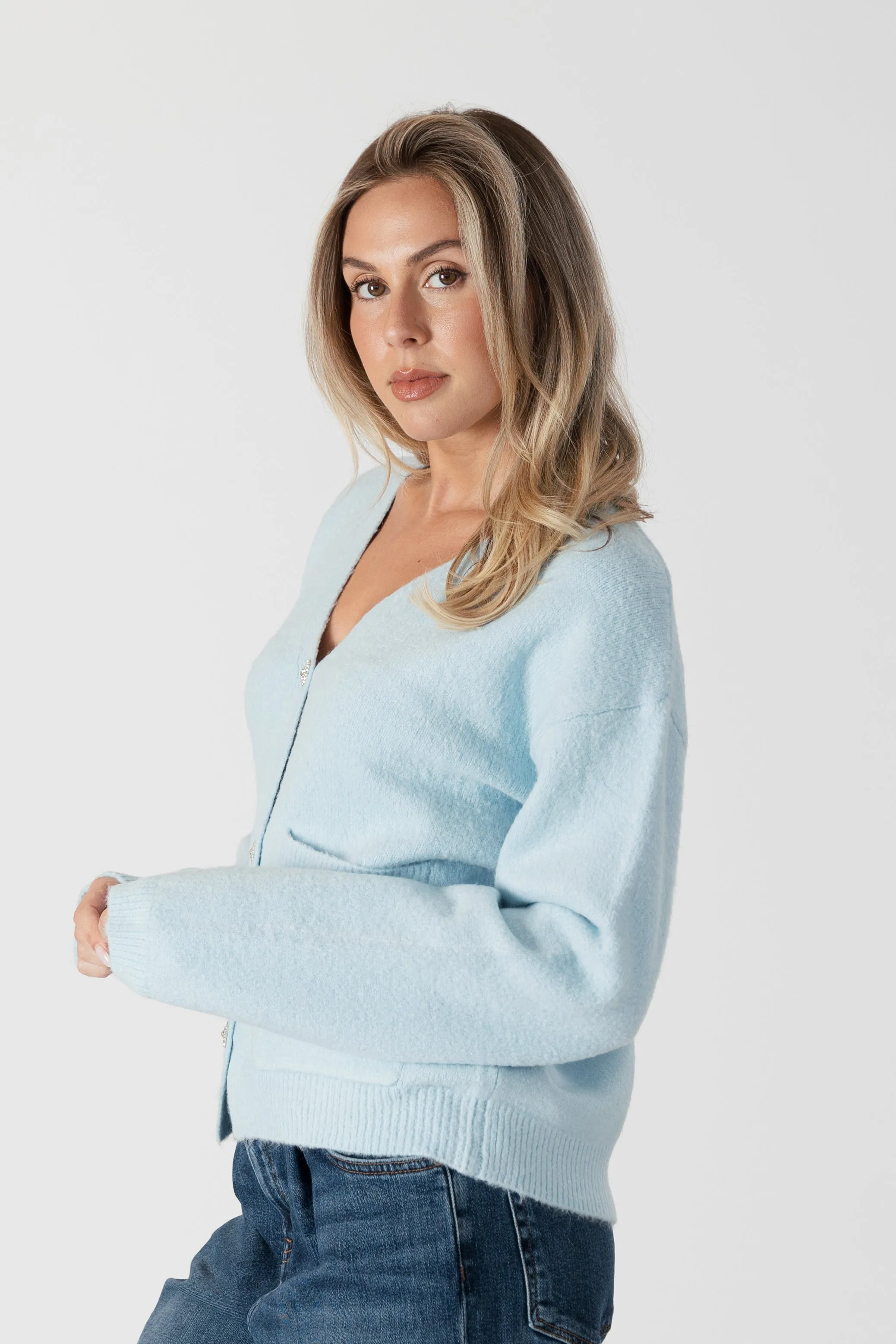STELLA CRYSTAL BUTTON CARDI