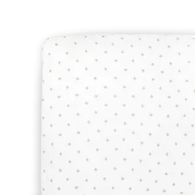 Stretch Knit Crib Sheet - Grey Cross
