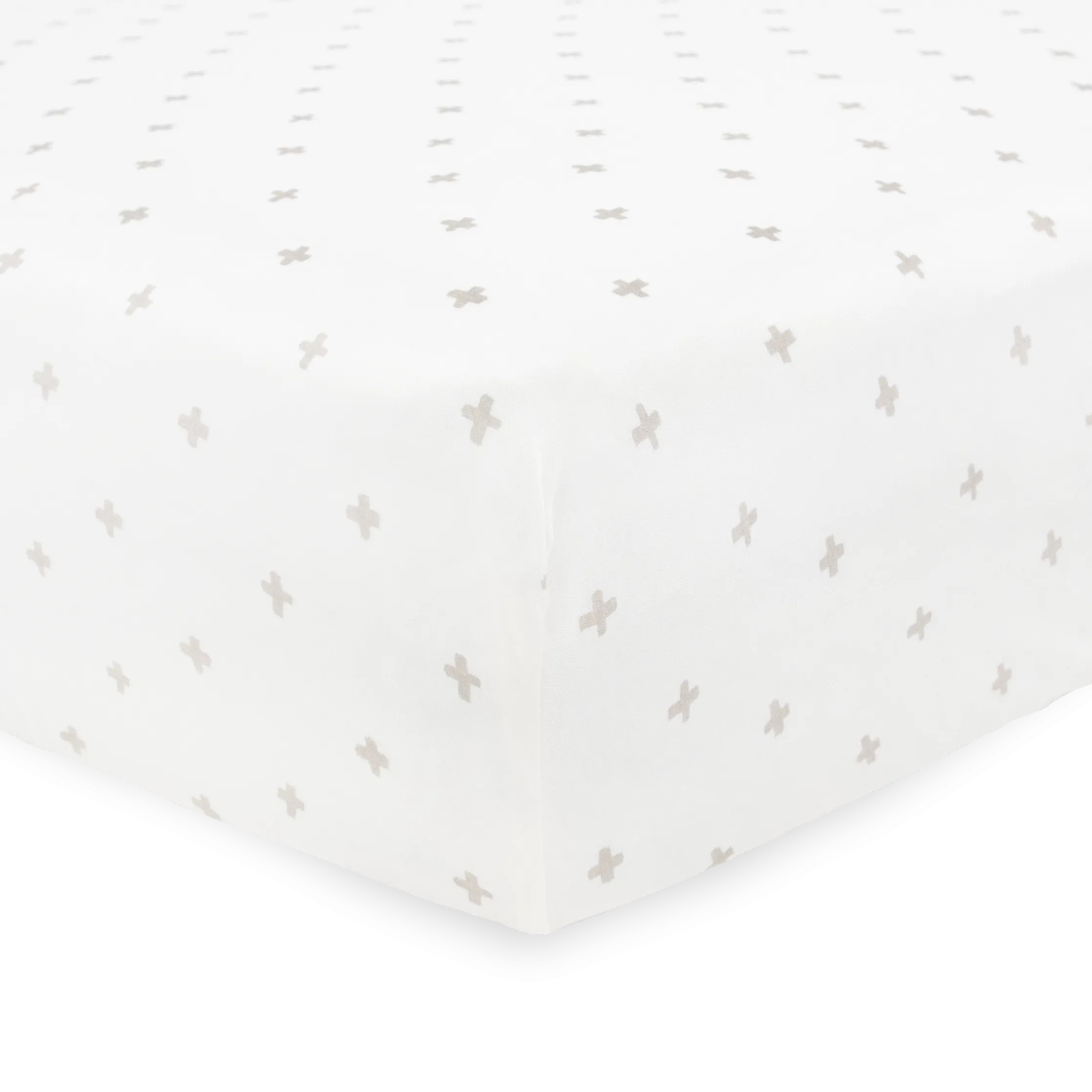 Stretch Knit Crib Sheet - Grey Cross