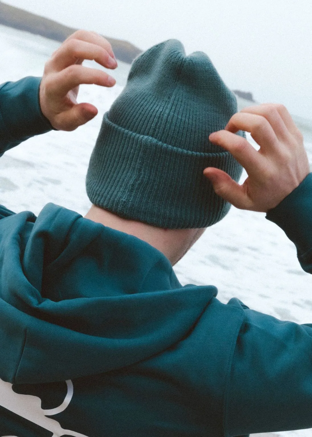 Super Soft Recycled Beanie Hat in Marine Green