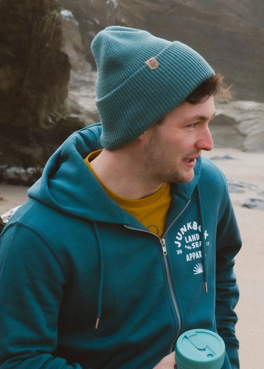Super Soft Recycled Beanie Hat in Marine Green