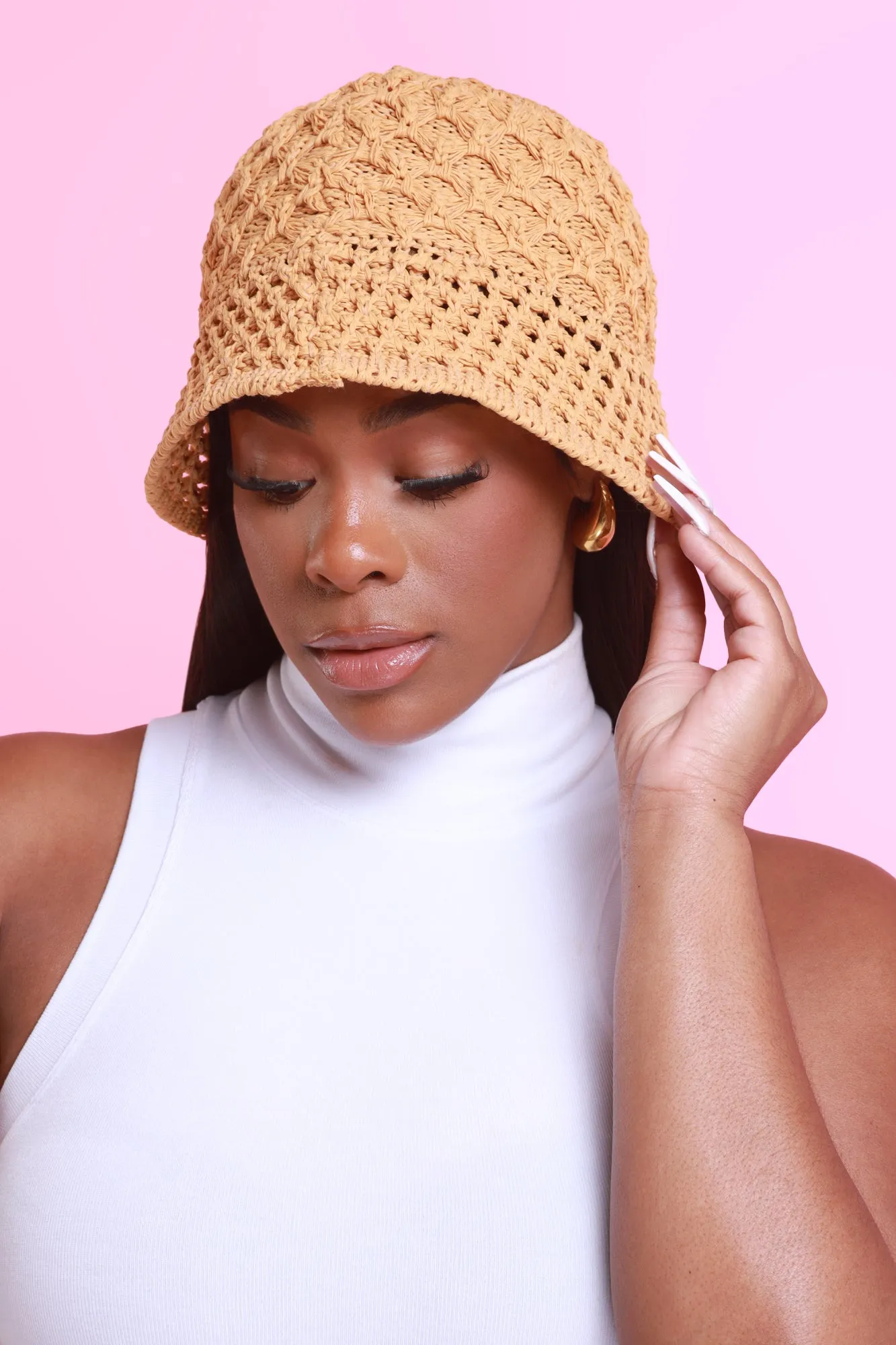 The Only One Crochet Bucket Hat - Tan