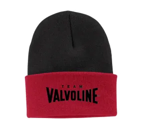 Valvoline Black Knit Beanie with Red Cuff