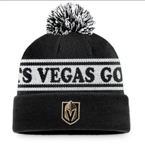 Vegas Golden Knights Fanatics Branded Black Vintage Sport Resort Cuffed Knit Beanie with Pom Hat