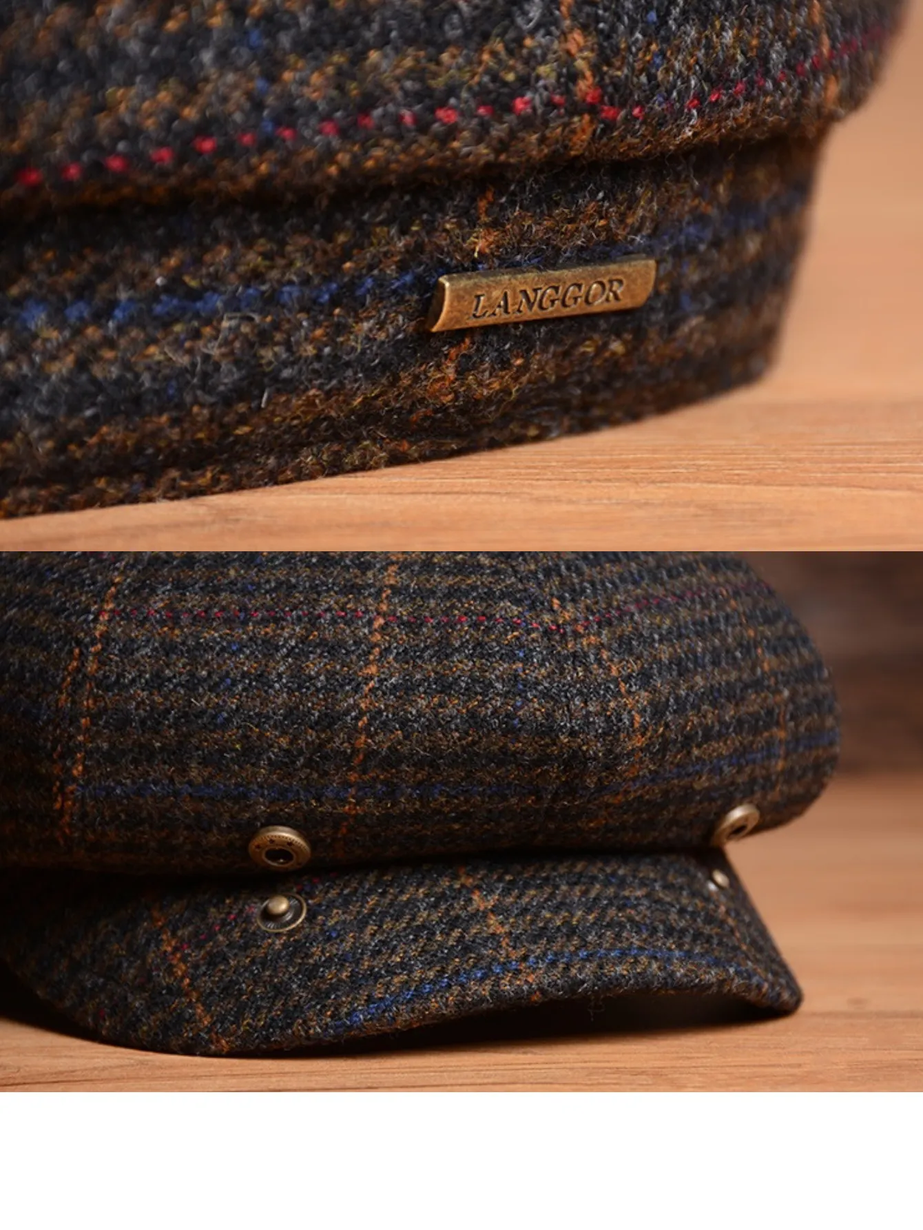 Vintage-Inspired Tweed Wool Tweed Newsboy Cap