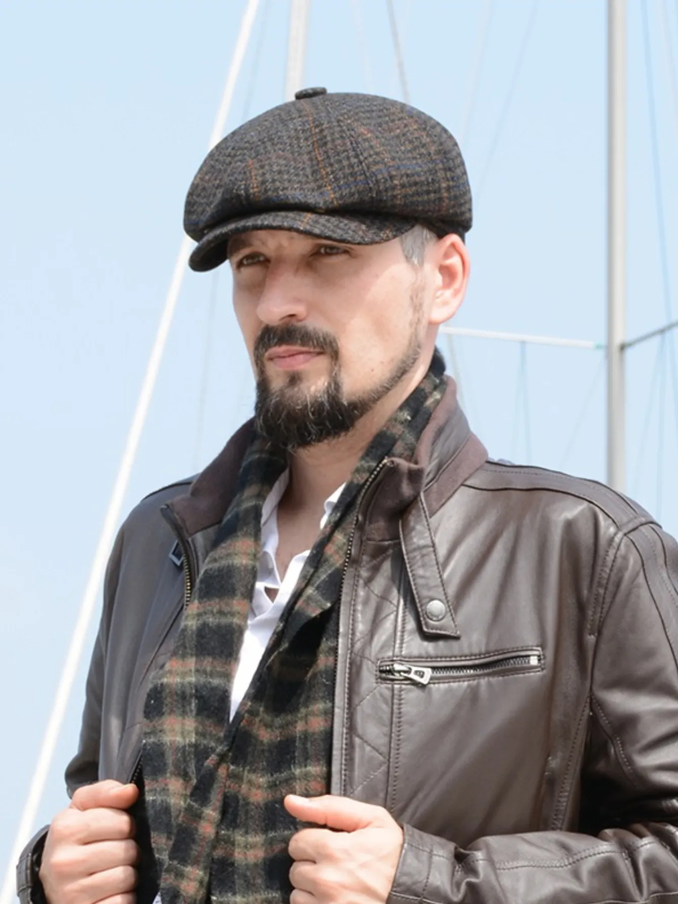 Vintage-Inspired Tweed Wool Tweed Newsboy Cap