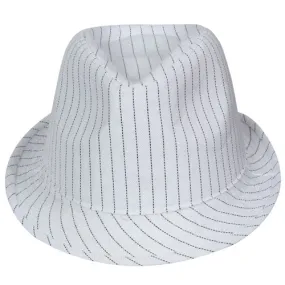 White Pinstripe Fedora Hat