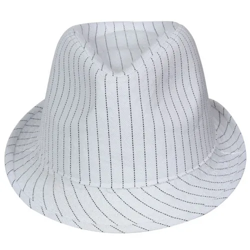 White Pinstripe Fedora Hat