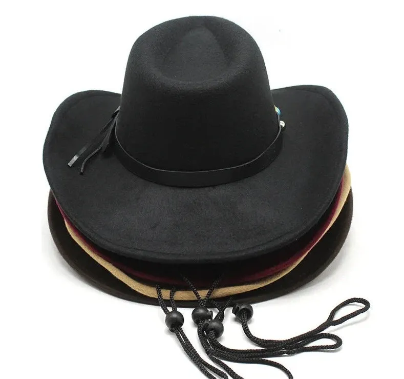 Wide Brim Western Cowboy Hat Stylish Panama Trilby Jazz Design