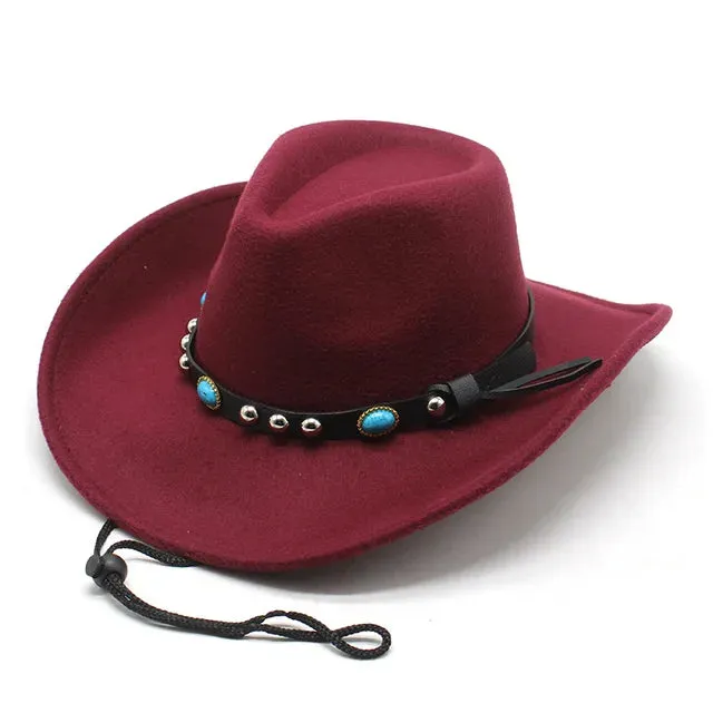 Wide Brim Western Cowboy Hat Stylish Panama Trilby Jazz Design