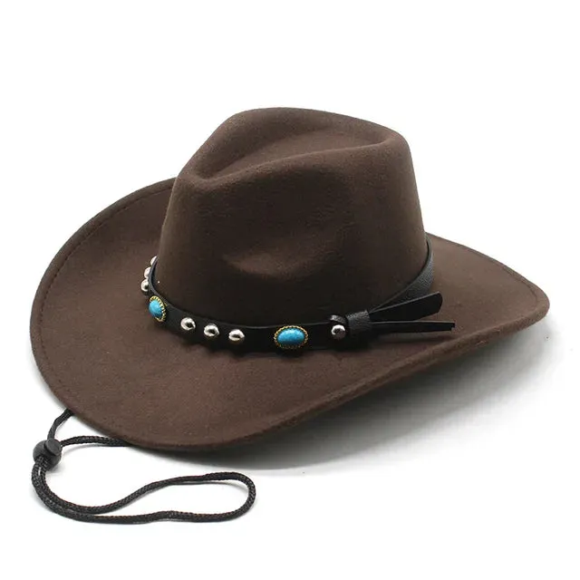 Wide Brim Western Cowboy Hat Stylish Panama Trilby Jazz Design