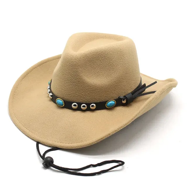 Wide Brim Western Cowboy Hat Stylish Panama Trilby Jazz Design