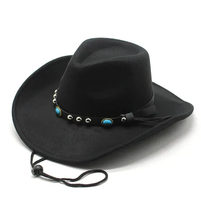 Wide Brim Western Cowboy Hat Stylish Panama Trilby Jazz Design