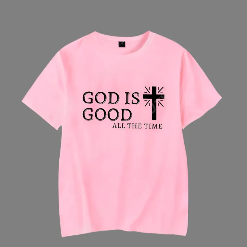 Women's Christian T-Shirt – "God Is Good All the Time" Cross Graphic Tee | Faith-Based Inspirational Shirt | Casual Short Sleeve
