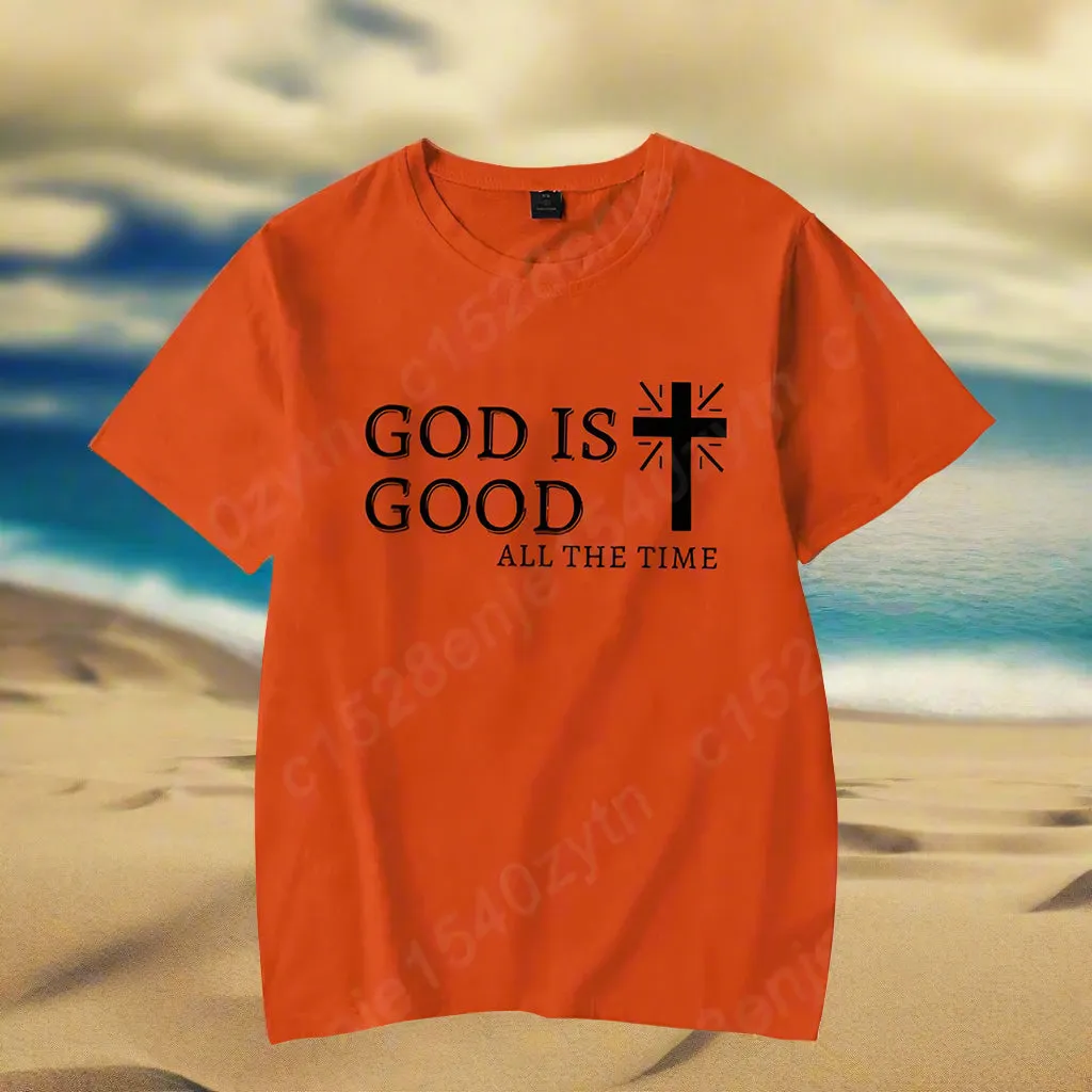 Women's Christian T-Shirt – "God Is Good All the Time" Cross Graphic Tee | Faith-Based Inspirational Shirt | Casual Short Sleeve