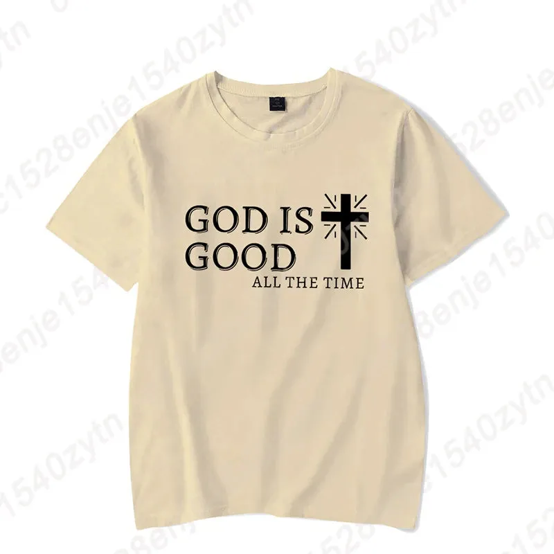 Women's Christian T-Shirt – "God Is Good All the Time" Cross Graphic Tee | Faith-Based Inspirational Shirt | Casual Short Sleeve