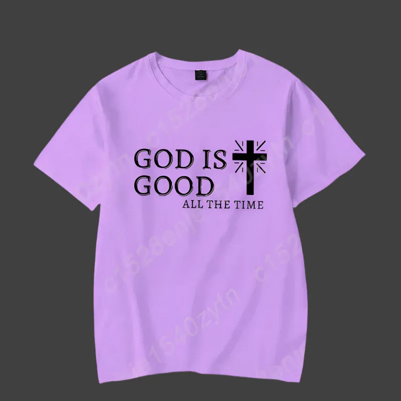 Women's Christian T-Shirt – "God Is Good All the Time" Cross Graphic Tee | Faith-Based Inspirational Shirt | Casual Short Sleeve