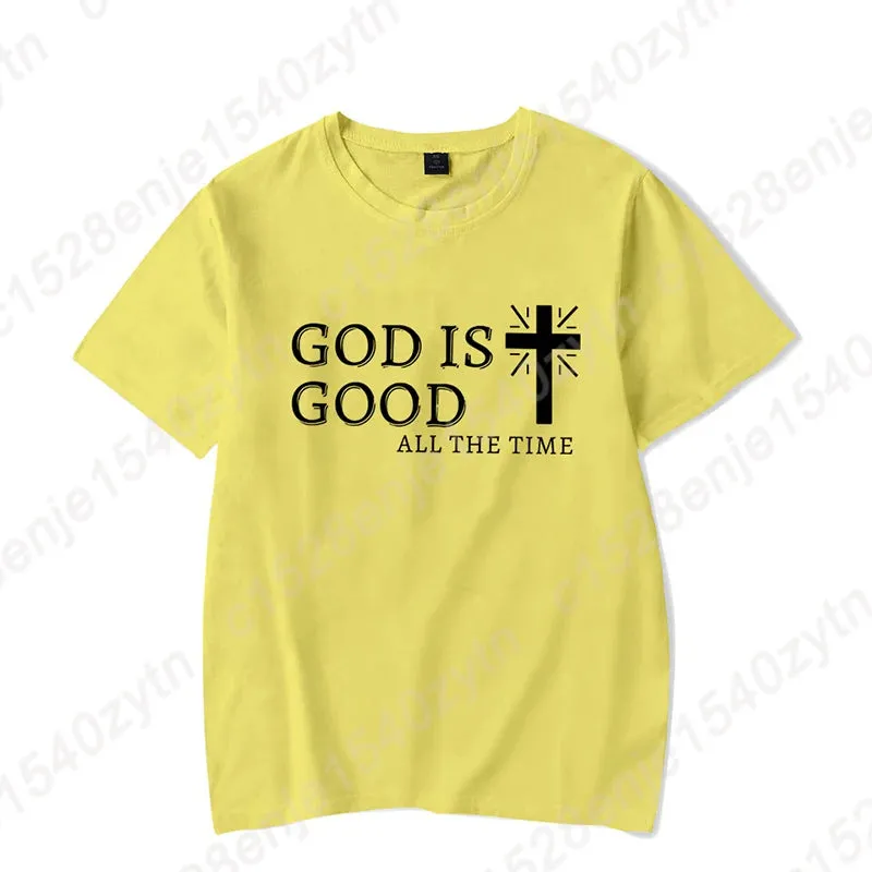 Women's Christian T-Shirt – "God Is Good All the Time" Cross Graphic Tee | Faith-Based Inspirational Shirt | Casual Short Sleeve