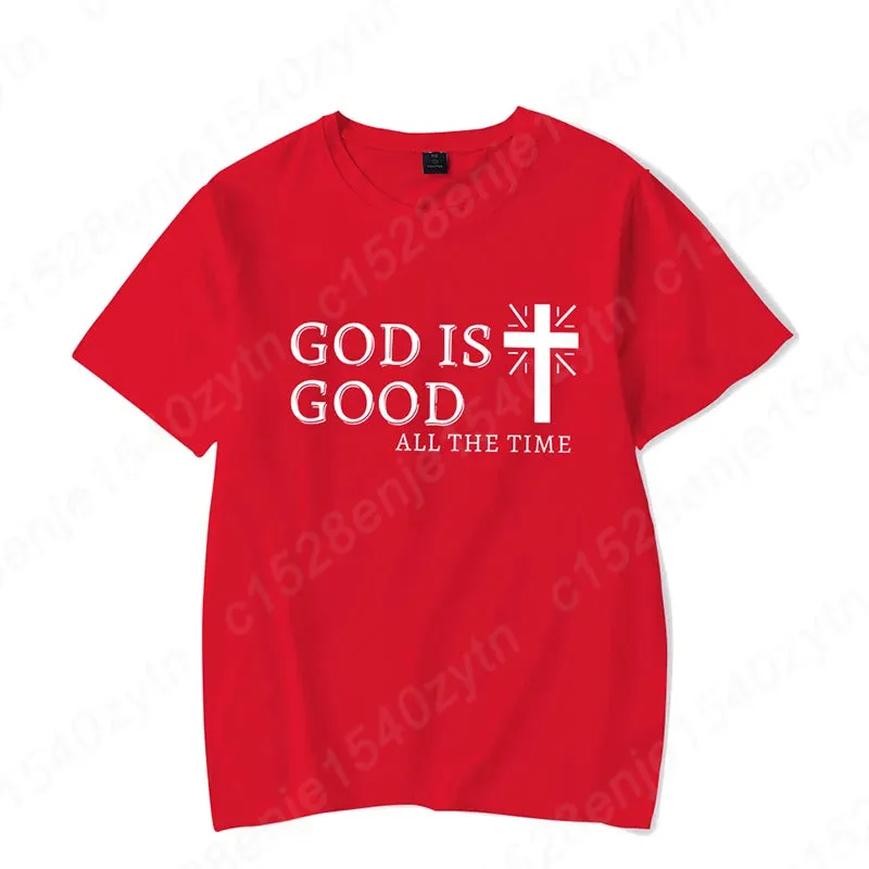 Women's Christian T-Shirt – "God Is Good All the Time" Cross Graphic Tee | Faith-Based Inspirational Shirt | Casual Short Sleeve